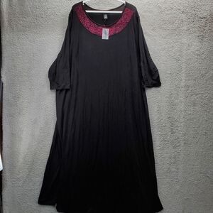 Catherines AnyWear Maxi Dress 3X Black Scoop Neckline 3/4 Sleeve NWT